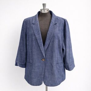 NWT - LC Lauren Conrad Blue Blazer Single Button Lightweight Jacket - XXL